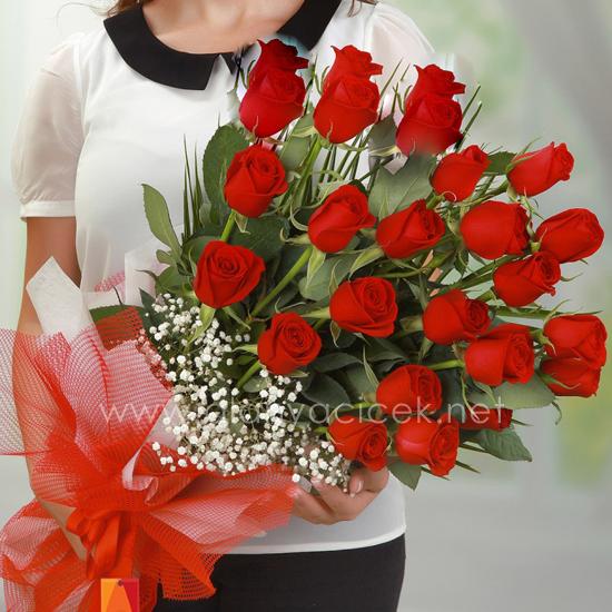 25 Red Roses Bouquet Resim 1