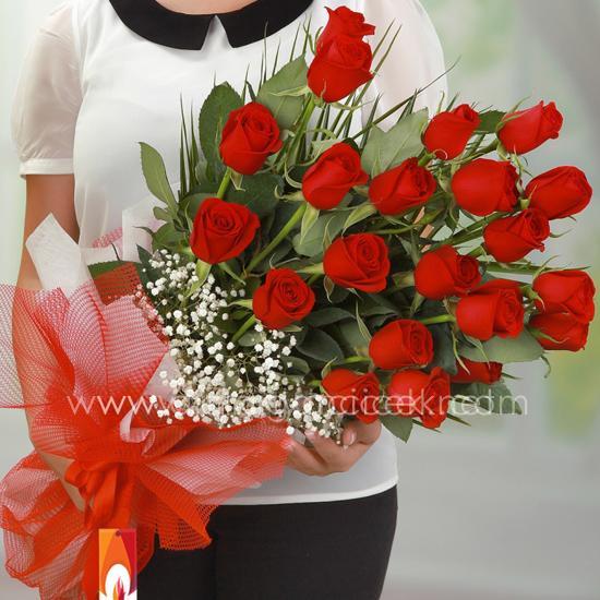 19 Red Roses Bouquet Resim 2