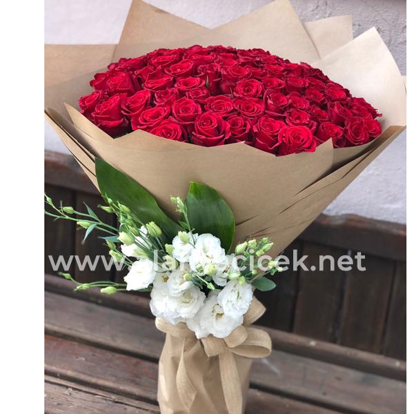 77 Red Roses Bouquet Resim 1