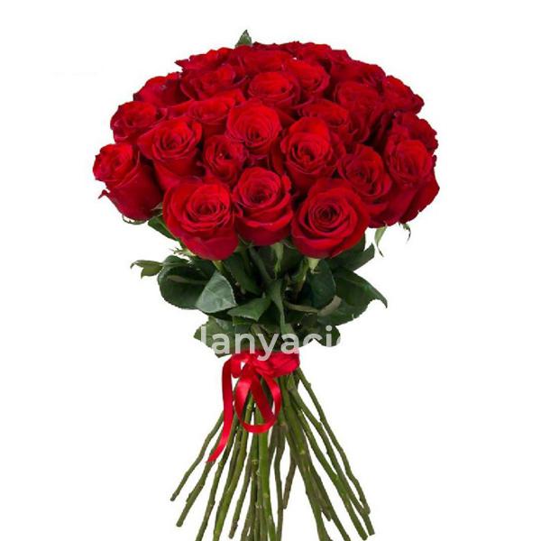 Букет из 21 красных роз Resim 2