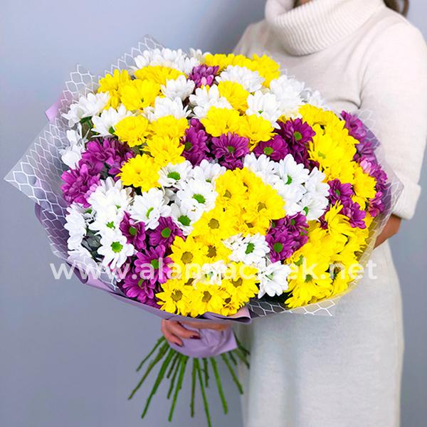 Multicolored chrisantem Bouquet Resim 2