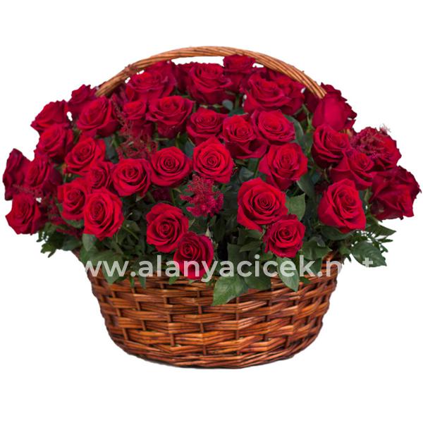 51 Roses in Basket Resim 2