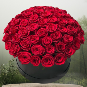  Цветы в Алании 59 красных роз в коробке