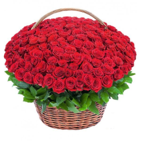 Флорист в Алании 121 красная роза в корзине
