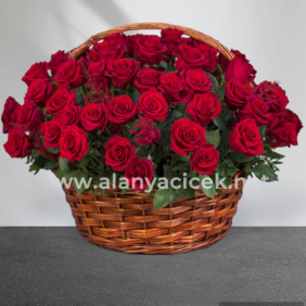  Alanya Flower Delivery 51 Roses in Basket