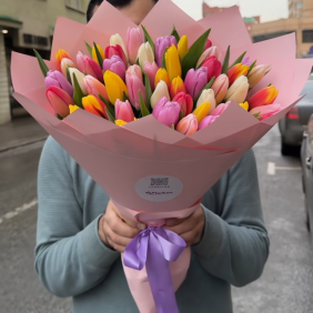  Заказ цветов в Алании 51 Pcs Mix Tulips Bouquet 