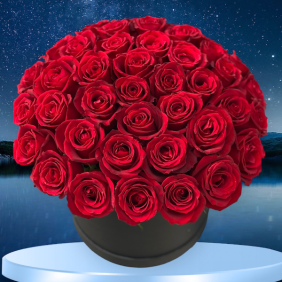  Цветы в Алании 45 красных роз в коробке