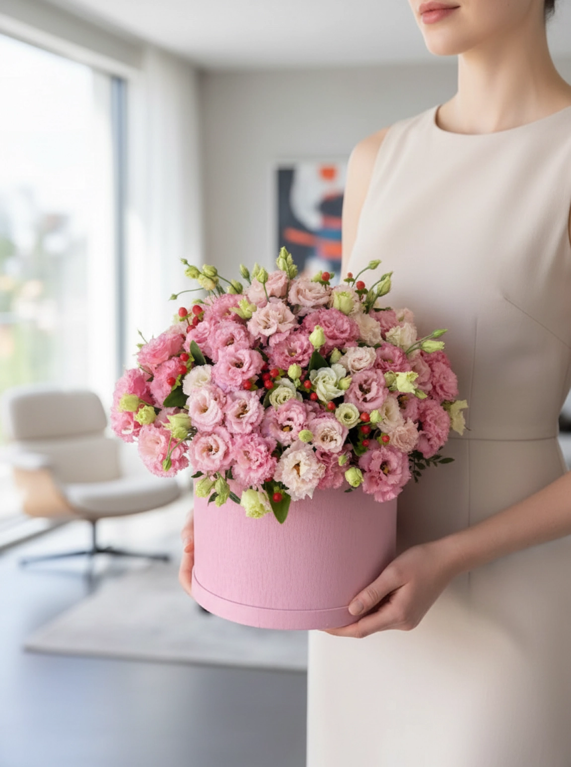 Pink Eustoma In Box