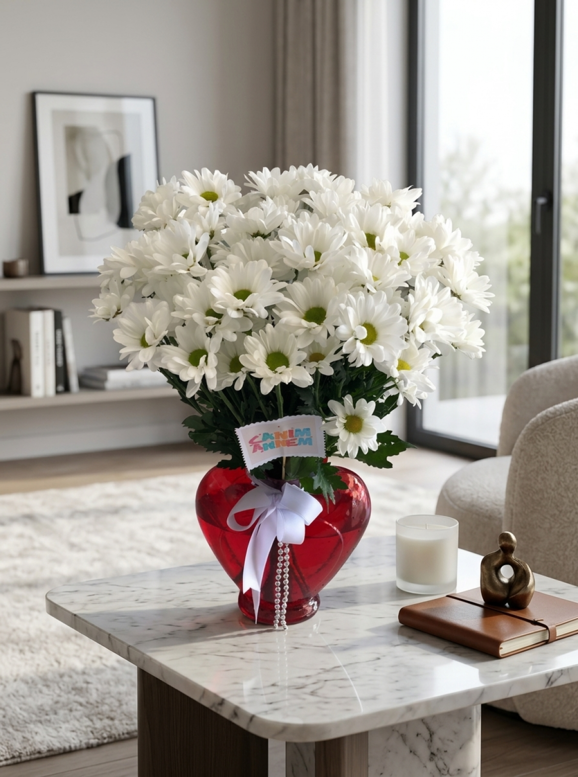 Chrysanthemums in the Heart Vase