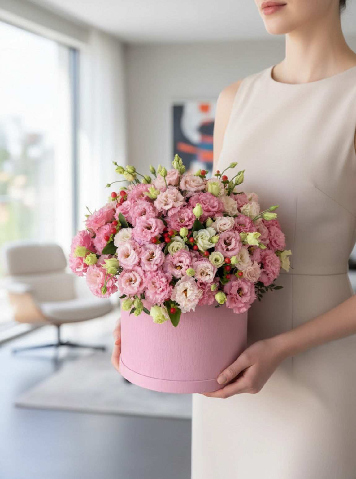 Pink Eustoma in Box
